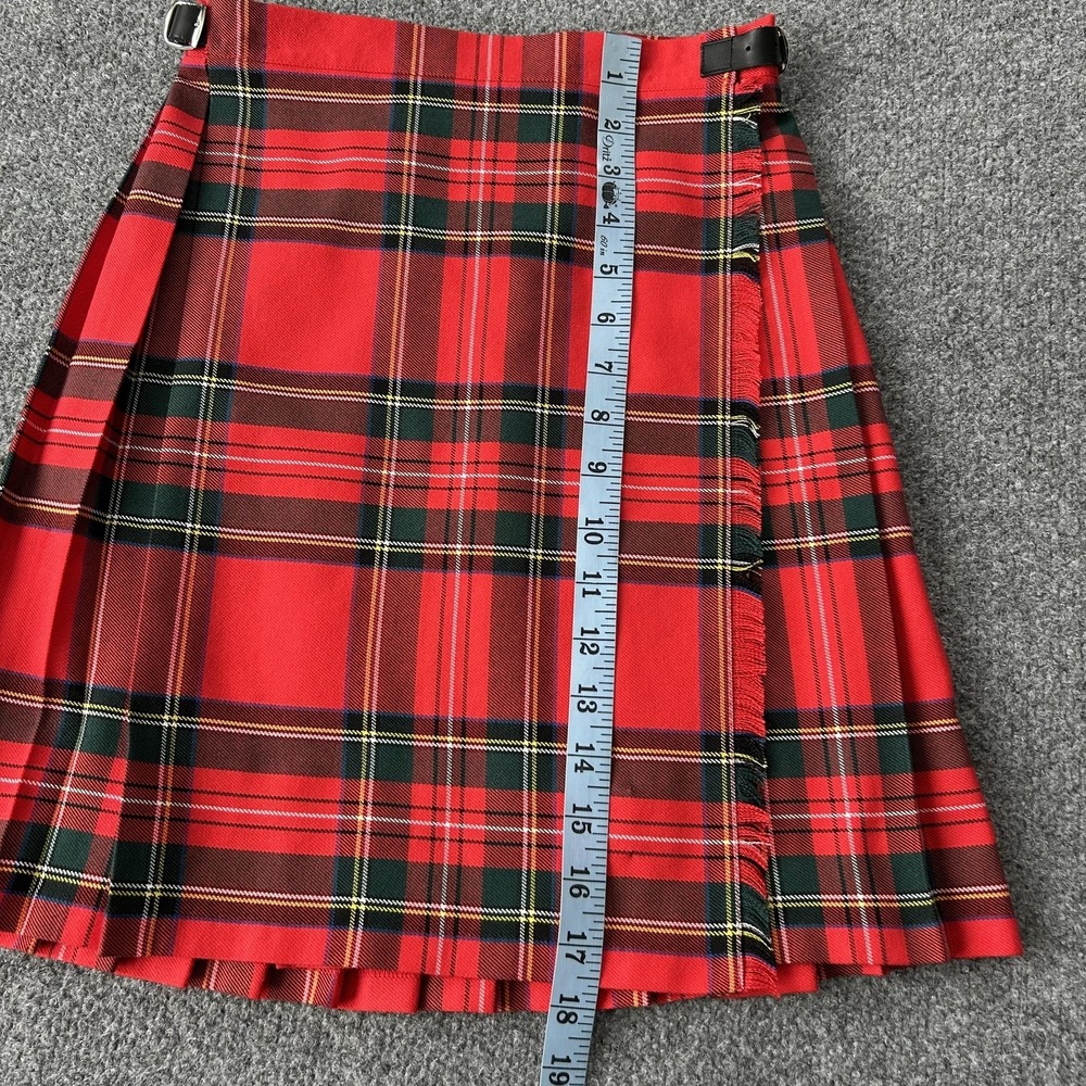 O'Neil Of Dublin Skirt Girls 7-8 Red Plaid Pleated School Kilt Buckle Ireland - Picture 5 of 10
